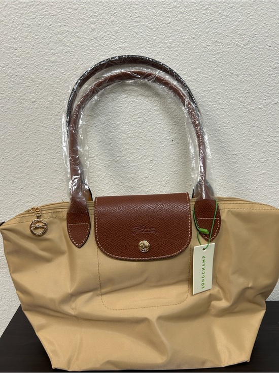 Longchamp Handbags - Longchamp Le Pliage Medium Tote Bag in Beige with Brown Trim